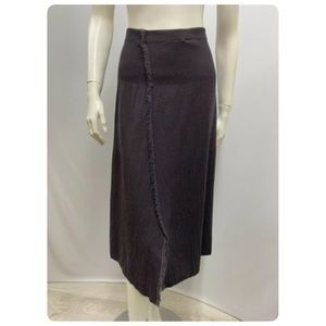 Shirin Guild Skirt Gray Crinkled Wool Fringes Artsy Size Small S‎